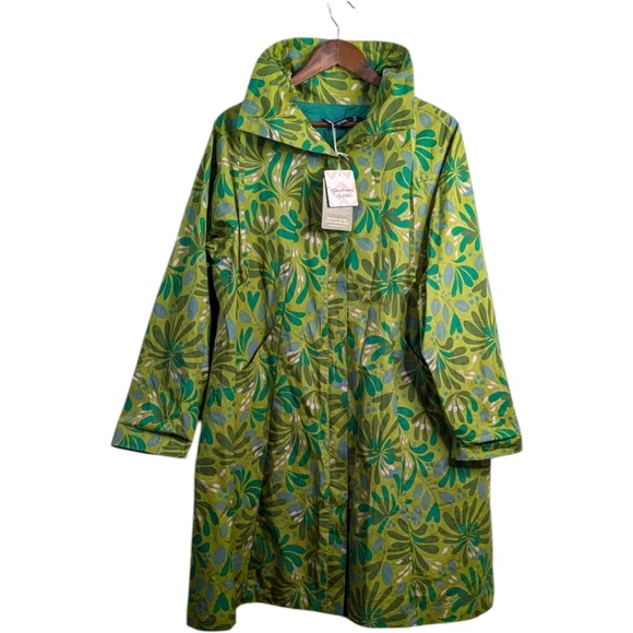 NEW Gudrun Sjoden Kaprifol Coat Jacket Large Leaf Print Funnel Neck Lagenlook - Picture 2 of 15